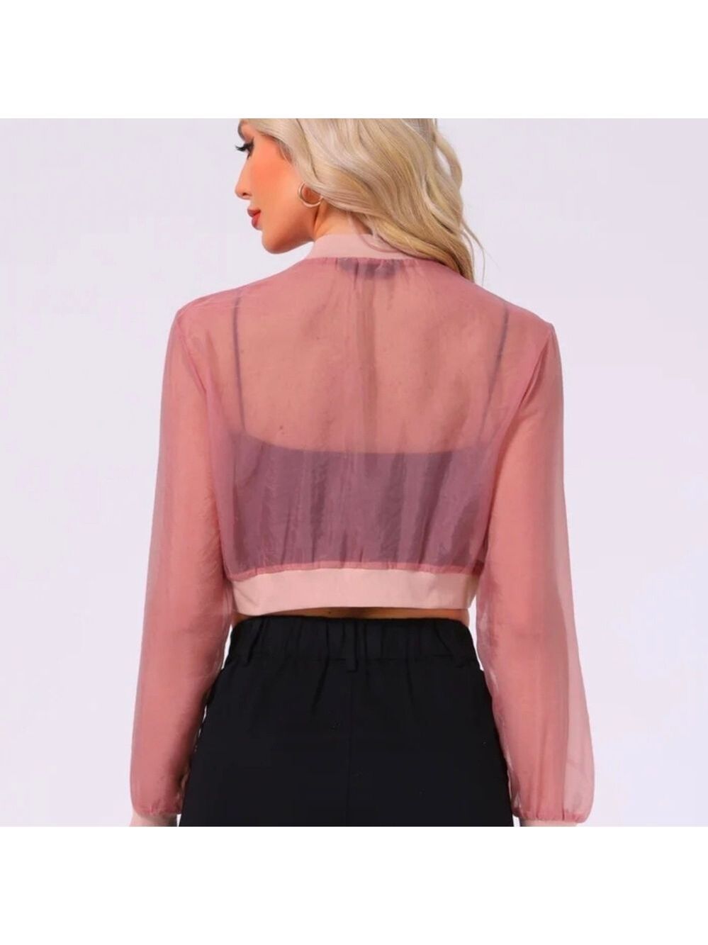 Allegra K Sheer Pink Blouse